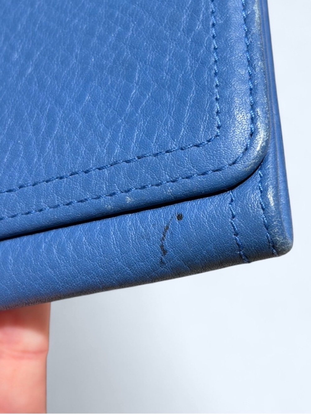 Authentic Prada Blue Leather Wallet Gold Logo w/ Certificate - Picture 16 of 16